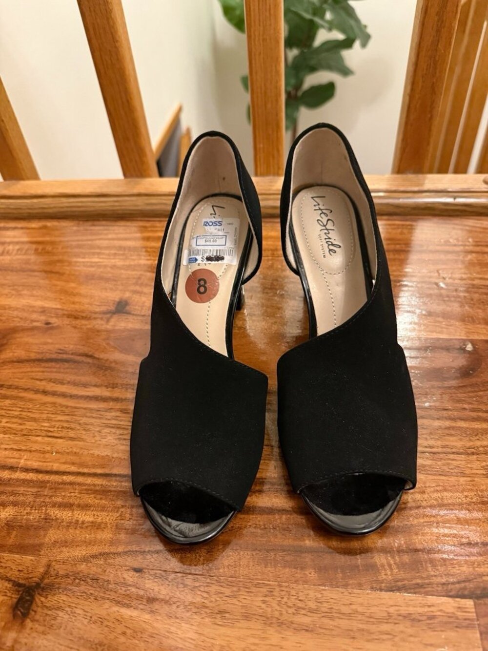 LifeStride Soft Suede Fabric Open Toe Heels Inside Cushion